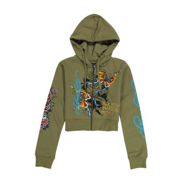 Ed Hardy Butterflies Cropped Hoodie