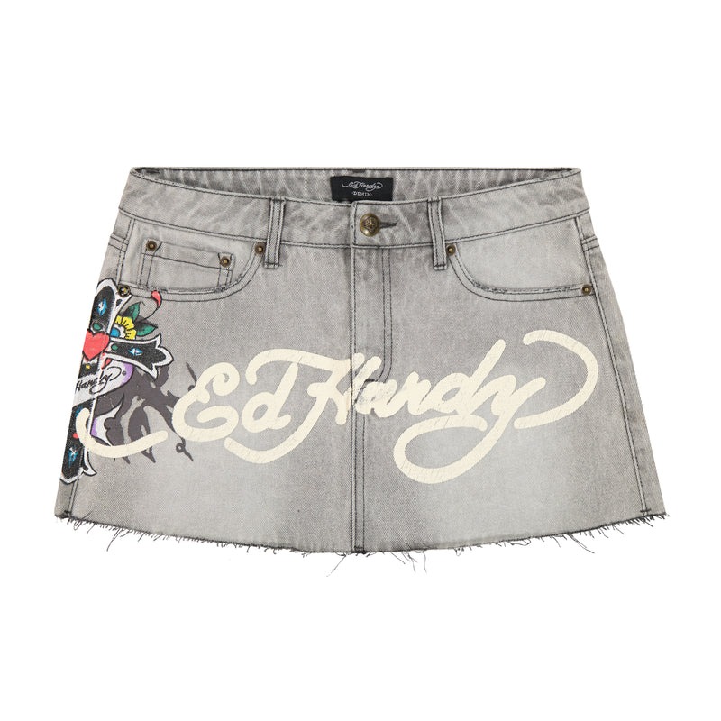 Ed Hardy Cross Denim Mini Skirt