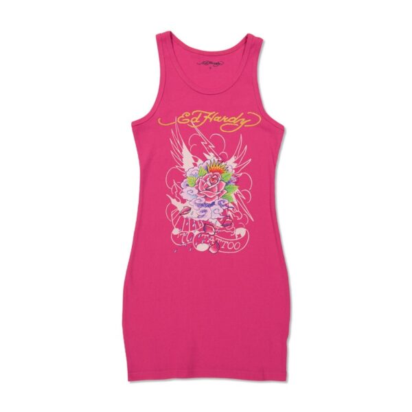 Ed Hardy Eagle Rose Rib Tank Dress