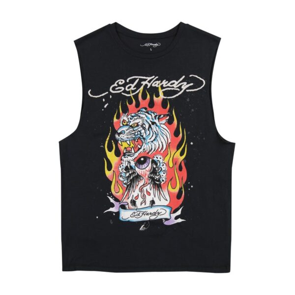 Ed Hardy Fire Tiger Mens Cut Off Shirt