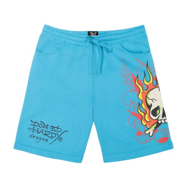 Ed Hardy Flame Skull Fleece Shorts