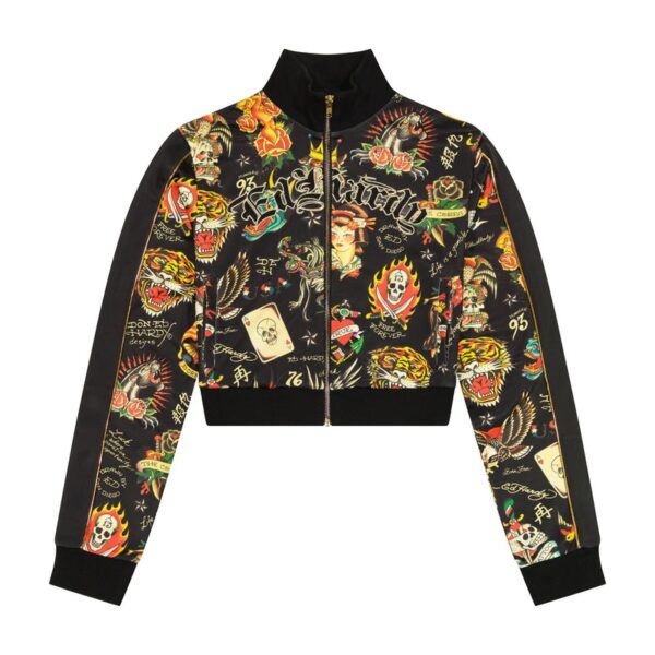 Ed Hardy Shrunken Flashboard Black Track Jacket